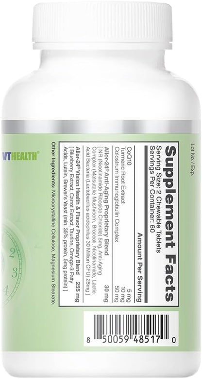 VT Health Aller-24 feline anti-aging supplement bottle label details