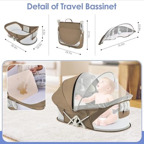 ISELECTOR portable travel pod with the sunshade canopy pulled over the top