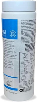 Urnex Rinza M61 milk frother cleaning tablets container close up showing premium packaging