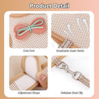 Reflective leash and beige bunny vest set flat lay