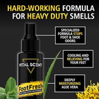Natural shoe deodorizer spray bottle showing ingredients like witch hazel.