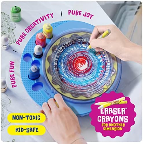 The complete components of the abstract craft set including seven paint bottles and twenty artboards.