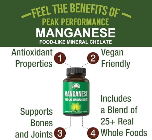 Peak Performance Manganese 15mg capsule bottle label