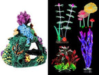 Halloscume safe betta tank ornaments including feather coral and mushroom lotus leaf