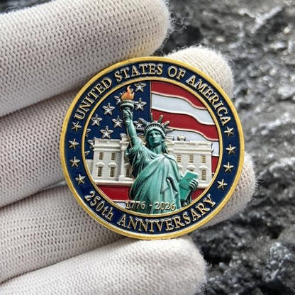 Premium imported military challenge coin placed on a wooden desk setup for historical hobbyists.