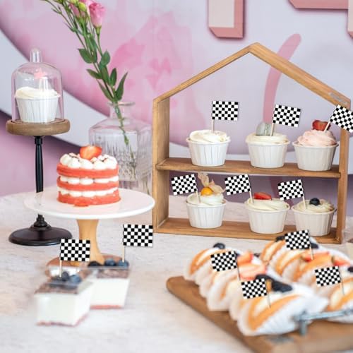 Top view of 100 piece checkered flag toothpick bulk pack