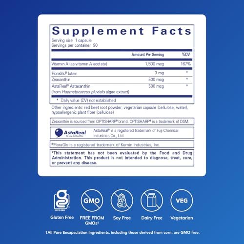 Pure Encapsulations Vitamin A and Carotenoids supplement label details