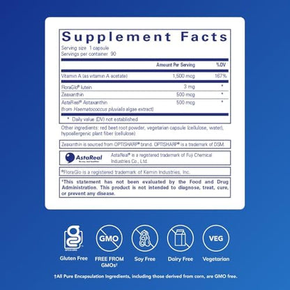 Pure Encapsulations Vitamin A and Carotenoids supplement label details