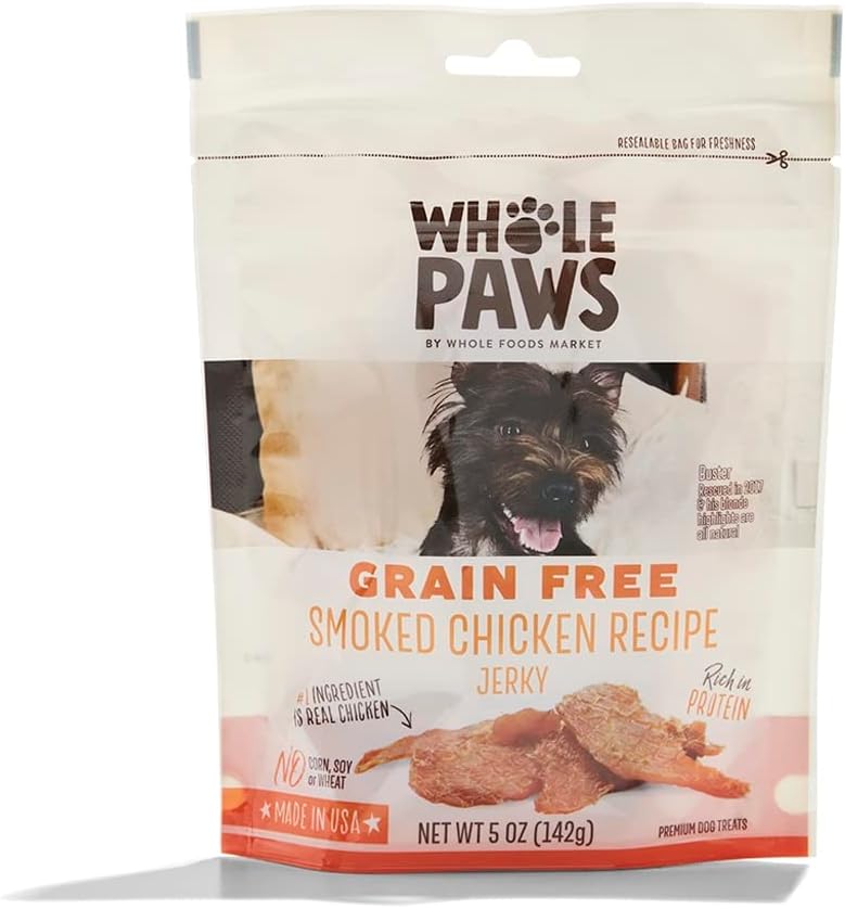 Close up of Whole Paws jerky bites ingredients label