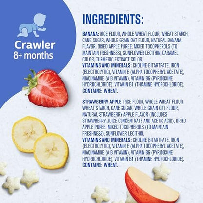 Back of Gerber Puffs canister highlighting nutritional information and ingredients