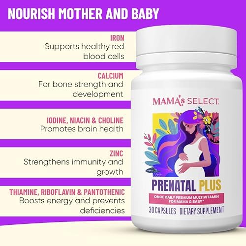 Mama's Select Prenatal supplement bottle side profile