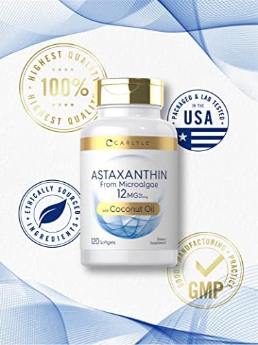 Carlyle astaxanthin coconut oil formula softgels in hand
