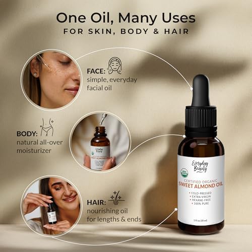 Cold pressed hexane free extra virgin sweet almond oil dropper close up