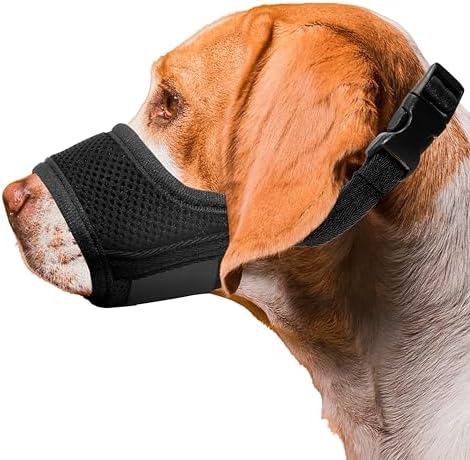 Side view of Seyezo mesh dog muzzle showing adjustable straps