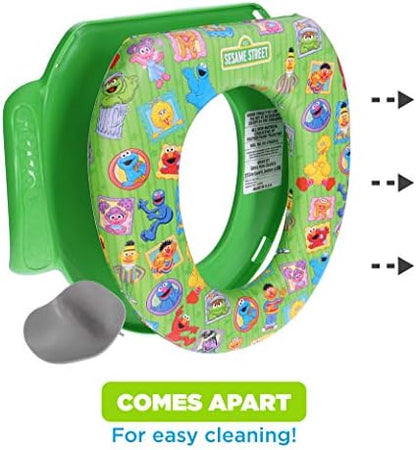 Green standard size baby potty seat with detachable splash guard uninstalled