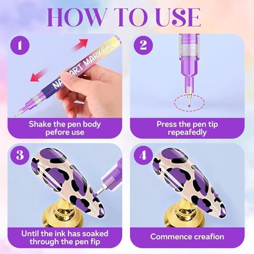Water-based nail art pens kit for acrylic and gel nails
