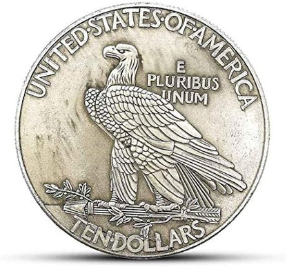 Handcrafted American commemorative coin replica with 1907 Liberty design on a dark background.