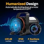 VIVOHOME 120W 2700GPH water pump dimensions packaging layout illustration.