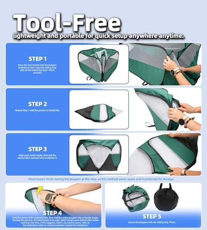 Small Animal Playpen with Mesh Cover & Waterproof Bottom Cat Tent Chicken Brooder Rabbit Guinea Pig Cage Playpen for Small Animals Indoor Outdoor Use - Image 6