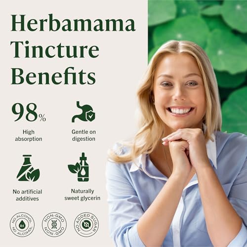 Side angle view of the four fluid ounce Herbamama cognitive wellness tincture