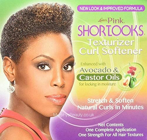 Authentic PINK imported texturizer kit for short hair with avocado and castor oil ingredients visible