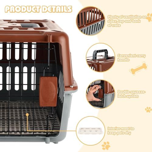Sunnymove portable dog kennel top handle detail for travel convenience