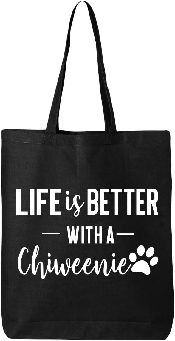 Tees and Tails Chiweenie Mom canvas tote bag front view