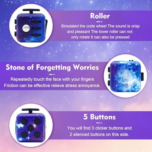 ANABGI premium fidget cube highlighting the textured rolling ball and silent gears side.