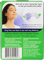 Breathe Right drug-free nasal strips for sensitive skin showing clear flexible bands.