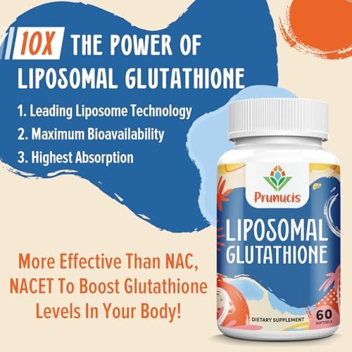Prunucis liposomal glutathione softgels capsules close up view