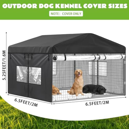 Chunm all weather dog kennel cover with clear PVC windows for visibility