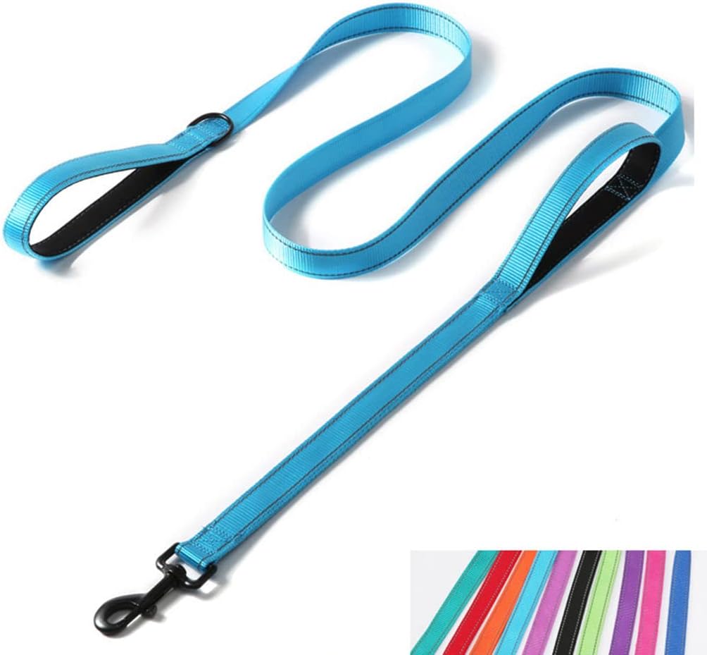 Heavy duty weather resistant pink pet walking leash with dual handles