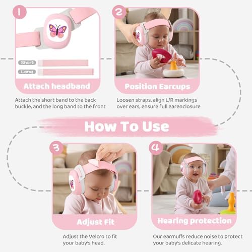Side profile of YomauiYee butterfly pattern baby earmuffs