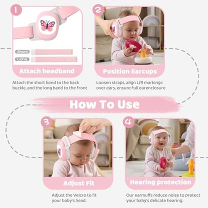 Side profile of YomauiYee butterfly pattern baby earmuffs