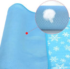 NACOCO summer cooling bed for dogs placed inside a travel car seat for summer road trips.