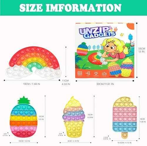 Detailed view of the pineapple and ice cream silicone fidget toys