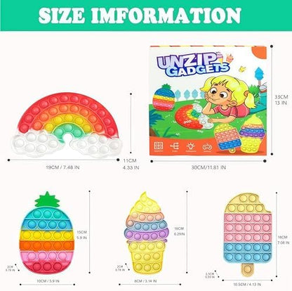 Detailed view of the pineapple and ice cream silicone fidget toys