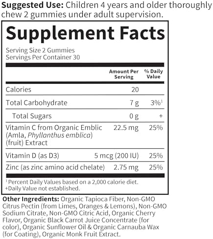 Cherry flavoured kids vitamin gummies gluten-free no artificial flavours