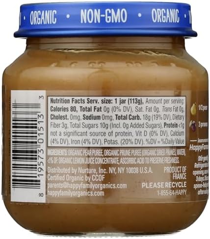 Happy Family Organics baby food ingredient label