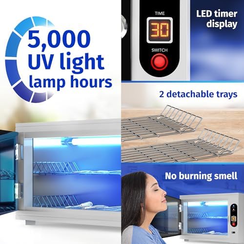 Top angle view of JJ Care UV sterilizer showing interior tray organization
