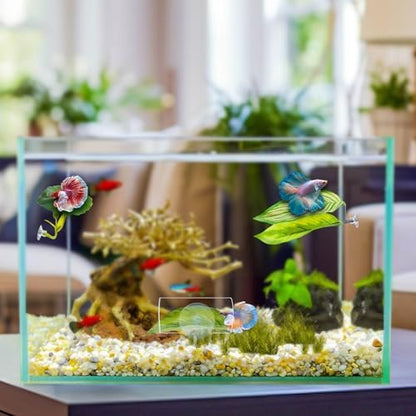 Double layered leaf pad resting bed anchored inside an aquarium setup