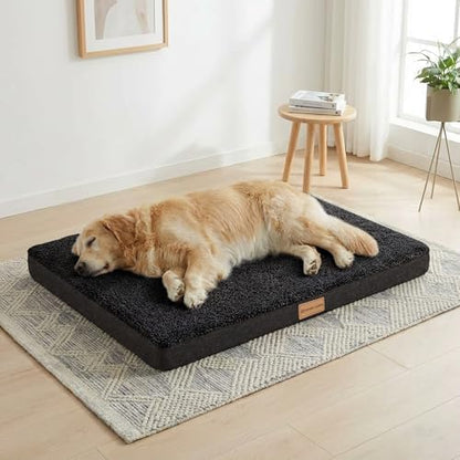 Patas Lague Orthopedic Dog Bed Large Sized Dog 36''X24'',Soft Waterproof Egg Crate Foam Medium Pet Crate Beds Mat with Removable Washable Cover and Non-Slip Bottom, Black - Image 2