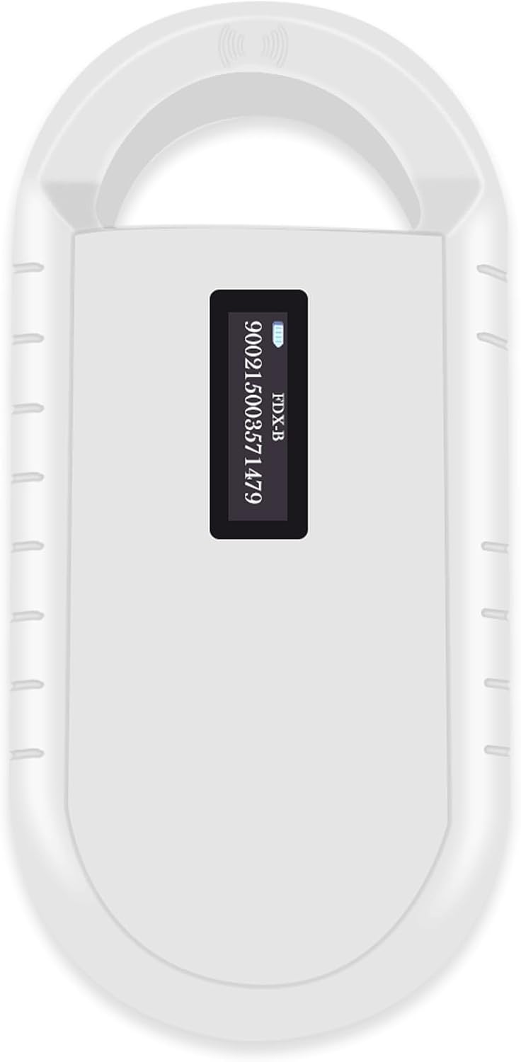 Smoostart Z Pet Microchip Scanner front view showing OLED screen and button