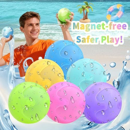 Eco friendly reusable water toys opening safely upon impact during outdoor play