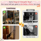 Lumizone auto close animal gate showing the dual action opening hinge system