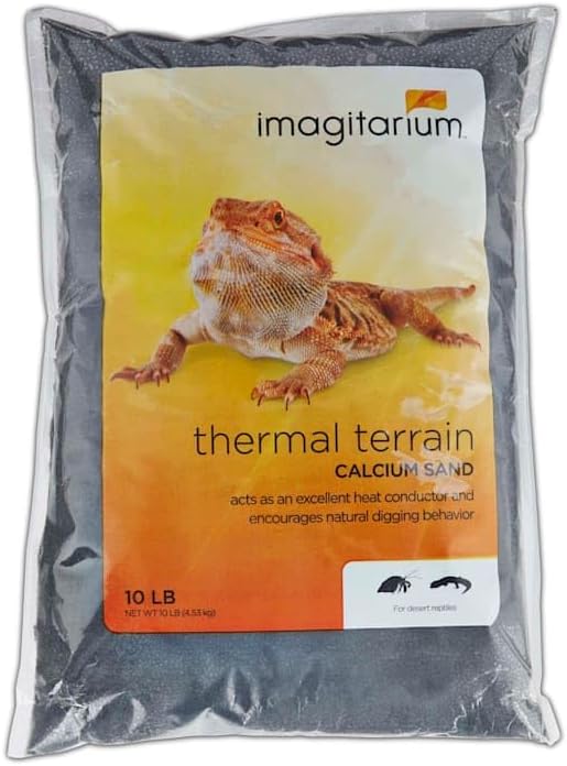 Imagitarium Black Calcium Reptile Sand 10lb bag front view for terrarium