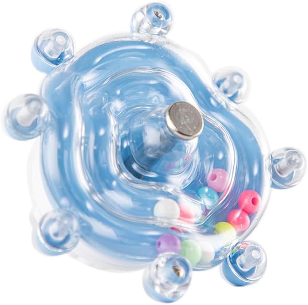 Puurof 360 Degree Rotating Interactive Bird Toy blue front view for cage enrichment.