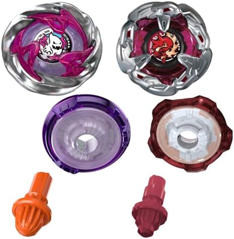 Top down view of Circle Ghost and Chain Incendio battling tops