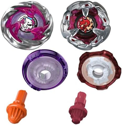 Top down view of Circle Ghost and Chain Incendio battling tops