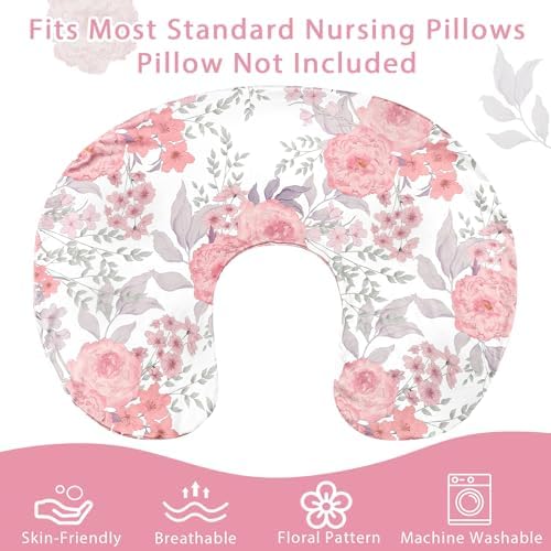 Hidden zipper design on pink floral nursing pillow case